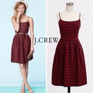 JCrew-Red & Black Linen Blend Fit & Flare Midi Summer Dress (Size:8)